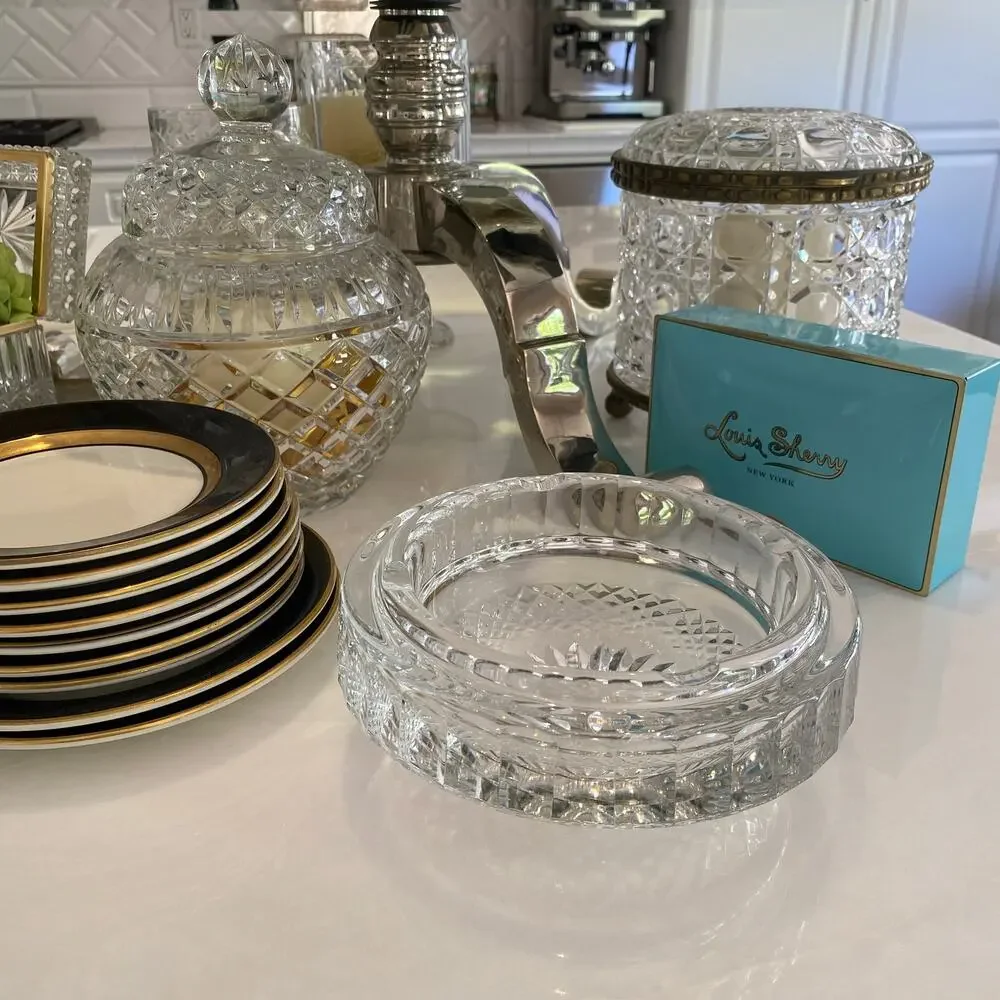 RARE LARGE 4 Notch Waterford Crystal Ashtray 6.5